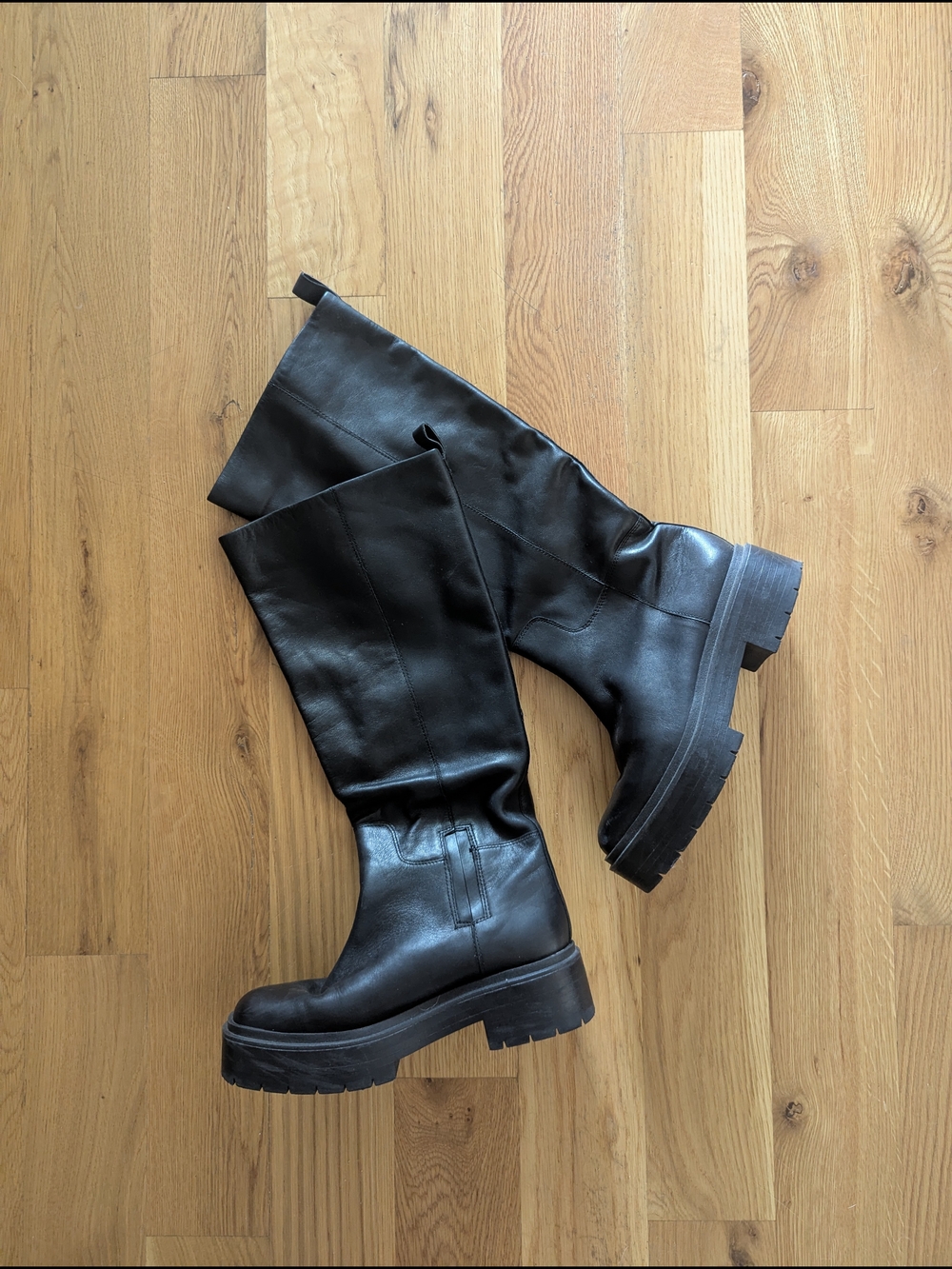 Sam Edelman Black Over-the-Knee Leather Platform Boots